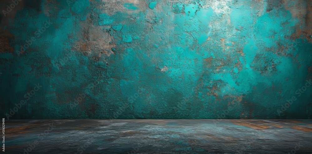 Poster this grunge turquoise background is defined by its light center and shadowy edges, combining to crea