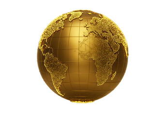 Isolated Gold Earth Globe with Detailed Map