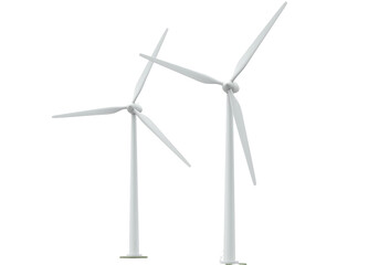 Isolated Two White Wind Turbines Generating Renewable Energy