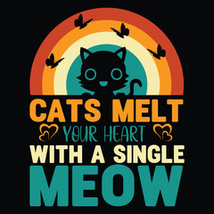 Cat t-shirt design or animal t-shirt vector design typography retro vintage design