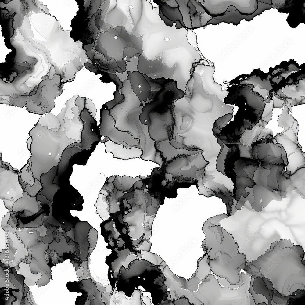 Aufkleber high resolution black and white alcohol ink pattern with clean lines and no background