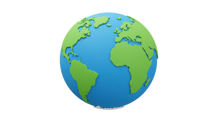 Isolated 3D Earth Globe Showing Continents