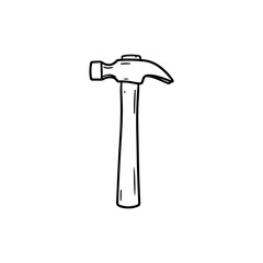 Simple Side View of Hammer with Straight Handle