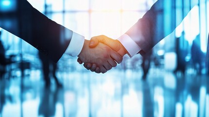Business People Collaborating Through Handshake in Modern Office