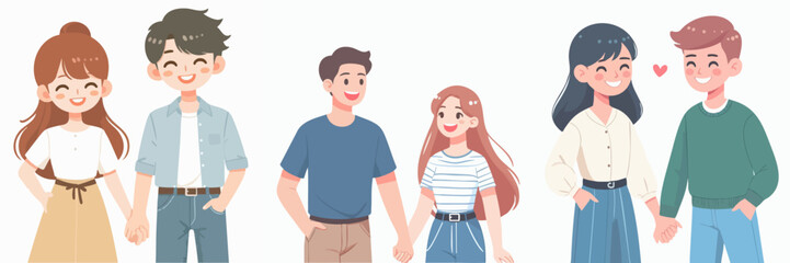 Vector of a man and woman holding hands