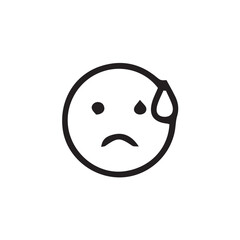 Fototapeta premium vector illustration of sad face emoji with editable strokes