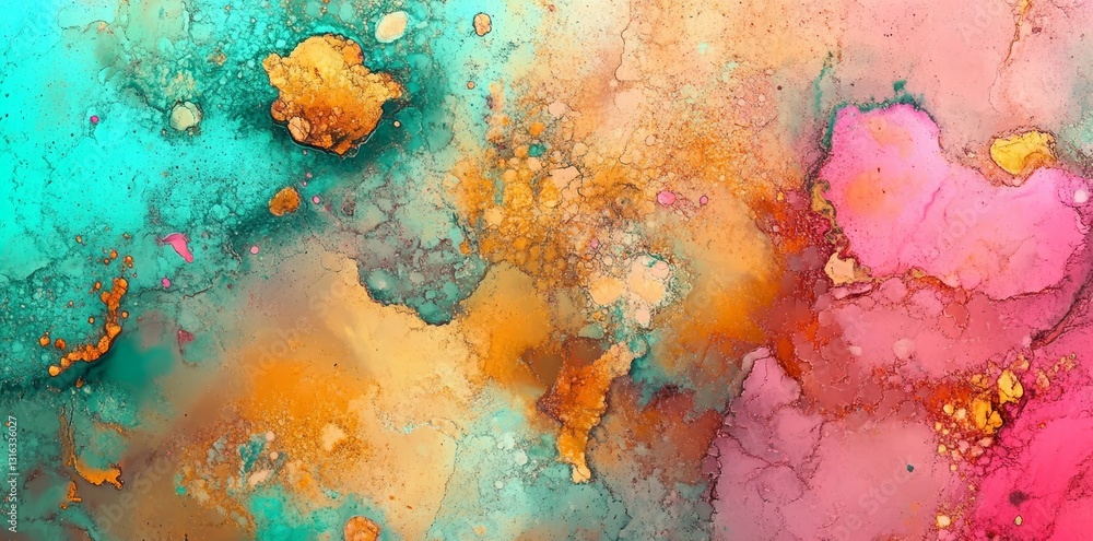 Poster the splashing and blending of watercolor paint creates dynamic and vibrant abstract artistic composi