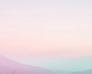 Obraz premium Pastel Mountain Range Soft Sky Sunrise Landscape Background pink blue calm airy view dawn