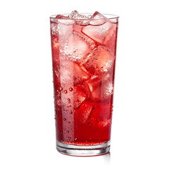 Chilled Red Fruit Beverage with Ice Cubes