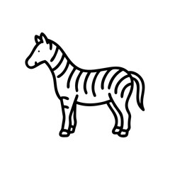 Fototapeta premium zebra stripes icon standing in profile, black outline, modern design