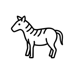Fototapeta premium Zebra icon standing in profile against a simple background, black outline, modern design