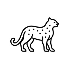 Fototapeta premium snow leopard icon in profile view, showcasing grace and agility, black outline, modern design