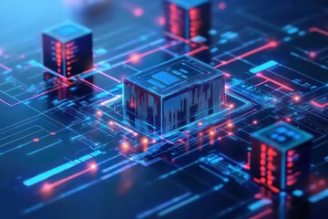 futuristic banking system, with AI-driven smart contracts executing transactions in real-time