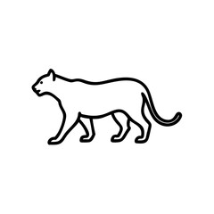 puma silhouette icon with black outline, modern design