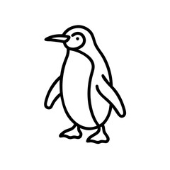Penguin icon standing, playful stance, minimalistic black outline, modern design