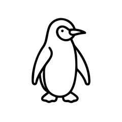 Penguin icon standing upright, showcasing simplicity and charm, black outline, modern design