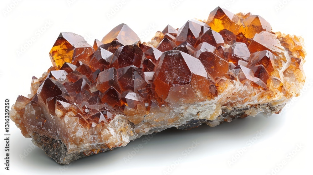 Poster isolated axinite mineral piece on white background with clean lines and high quality resolution