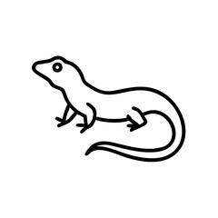 Lizard icon with black outline, modern design, representing reptiles