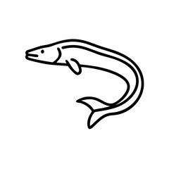 Fototapeta premium Eel icon swimming gracefully, featuring black outline, modern design