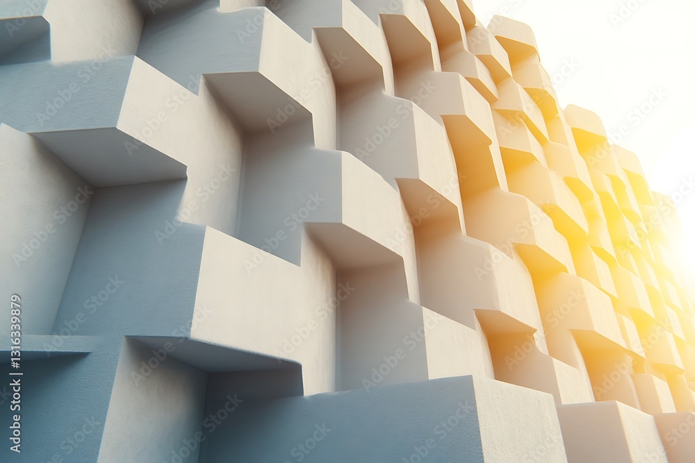 Poster geometric architecture design with a modern concrete cubistic texture