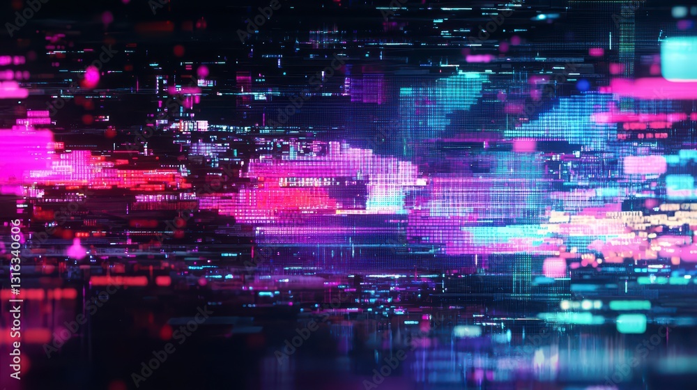 Poster a dynamic display of technology, with data streams and abstract shapes, rendered in a vibrant, futur