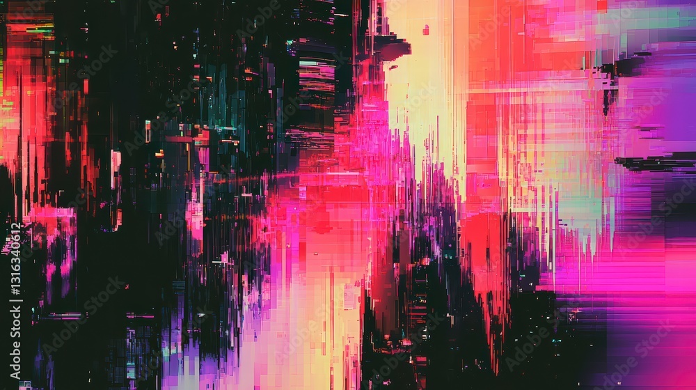 Poster vibrant digital abstract art: a colorful and dynamic digital abstract artwork. it shows visual depth