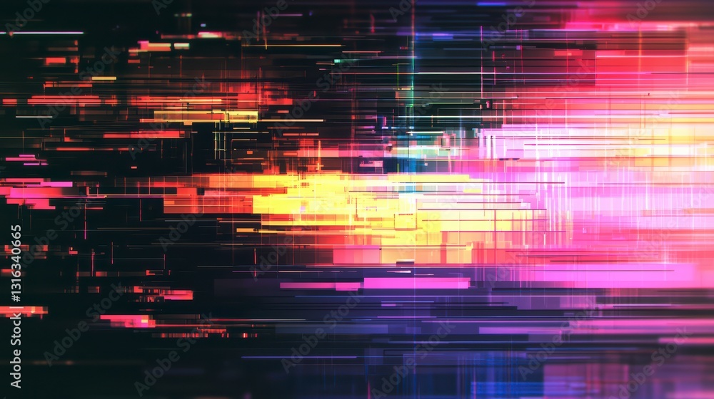 Poster digital flow: an abstract composition of vibrant lines and forms evokes the speed and complexity of 