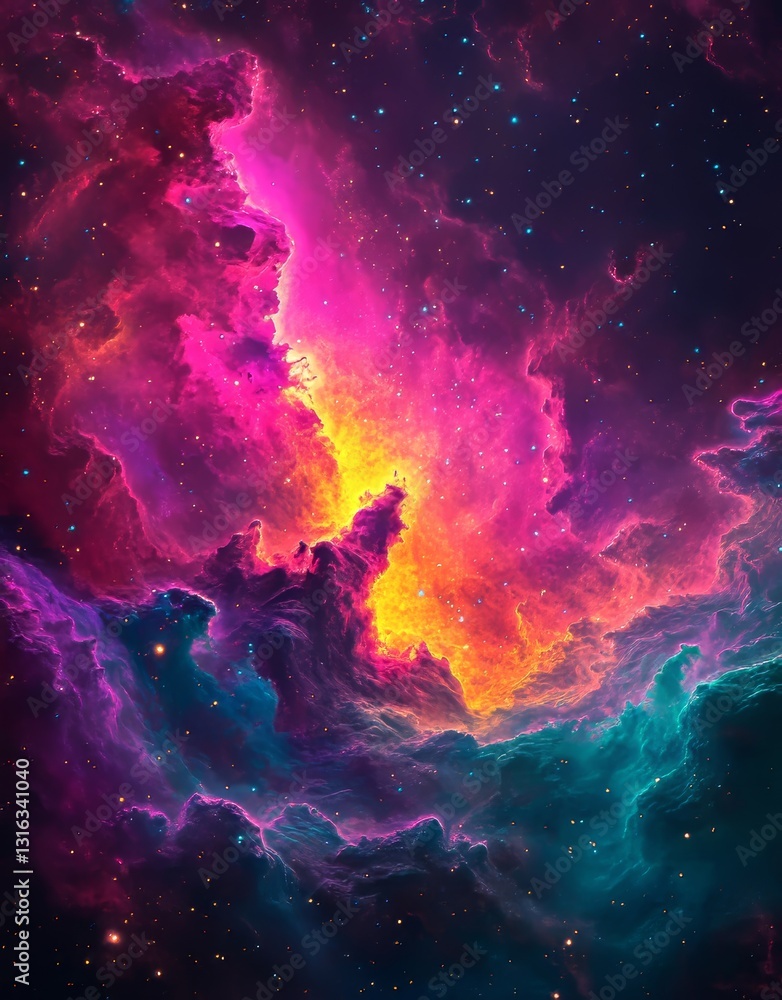 Aufkleber a beautiful watercolor representation of a nebula features an array of bright and shining stars