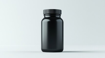 Black Glossy Bottle on White Background