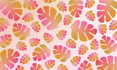 Abstract monstera gradient background in colorful color