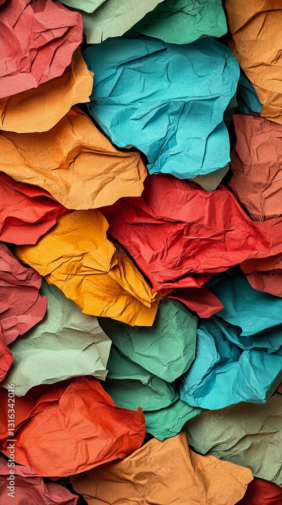 Poster a crumpled paper backdrop with a gradient color scheme is used to display a geometric pattern woven 