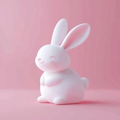 Obraz premium A cute smiling bunny rabbit appears on a pink background