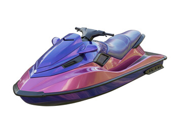 Naklejka premium Isolated Sleek Purple and Pink Jet Ski on White Background