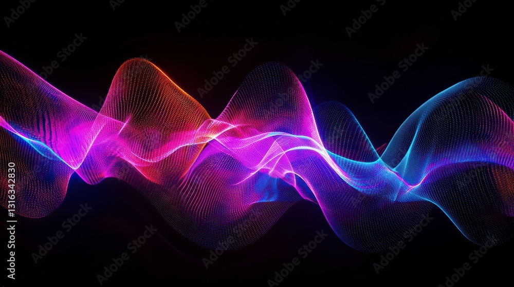 Poster abstract wave of color: a dynamic, undulating wave of vibrant colors against a deep black backdrop. 