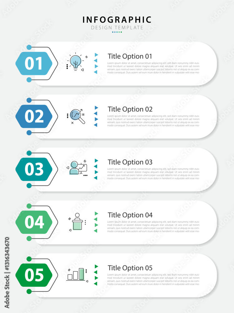 Aufkleber Timeline Creator infographic template. 5 Step timeline journey, calendar Flat simple infographics design template. presentation graph. Business concept with 5 options, gantt vector illustration.
