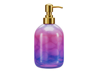 Fototapeta premium Isolated Gradient Pink and Blue Soap Dispenser with Golden Pump