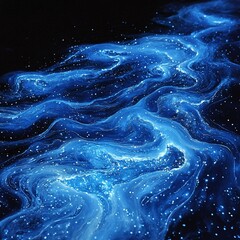A glowing bioluminescent sand texture from deep-sea organisms