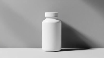 White Plastic Bottle on Gray Background