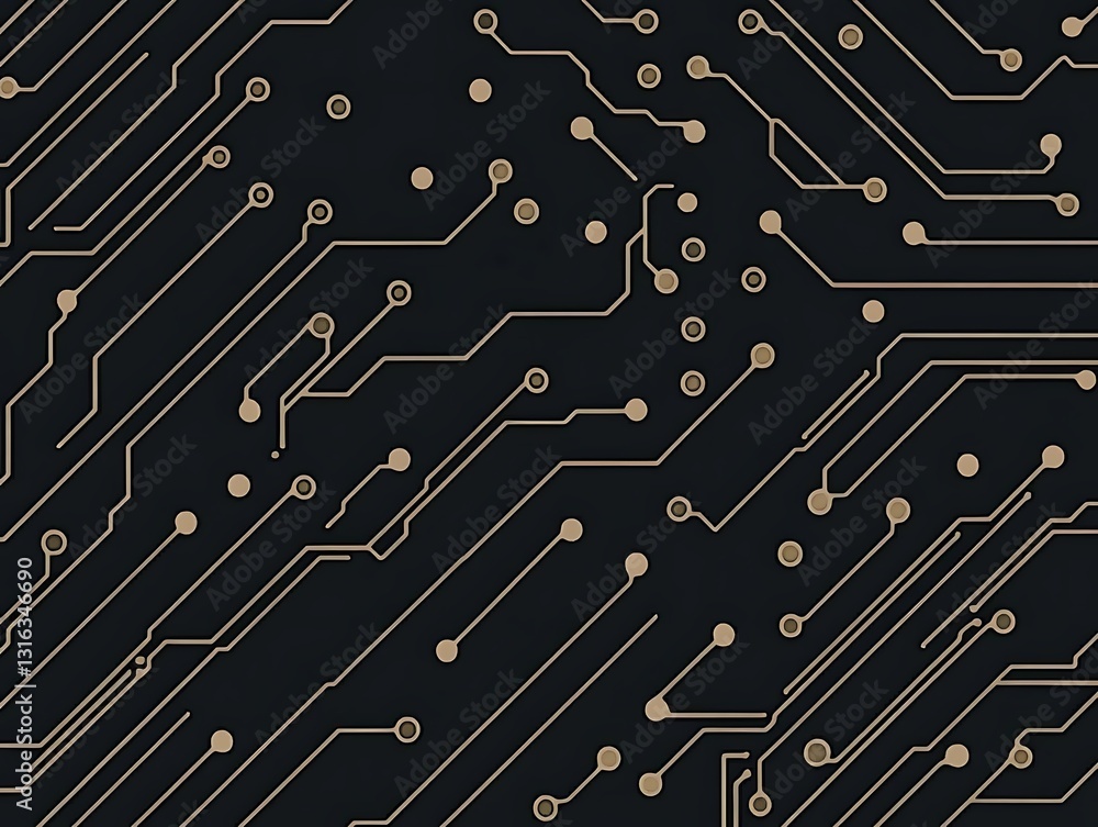 Poster sophisticated golden circuits pathways on dark backdrop configuration