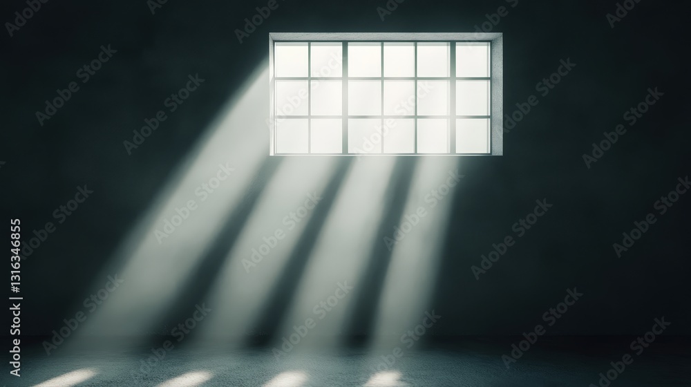Aufkleber a serene interior scene featuring a window casting soft light and shadows, creating a tranquil atmos