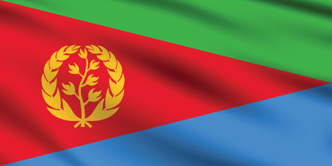 Eritrea flag official colors and proportion digital vector illustration. Pleated flag.