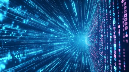 Obraz premium Digital Data Stream Illuminates the Network Transmission Tunnel