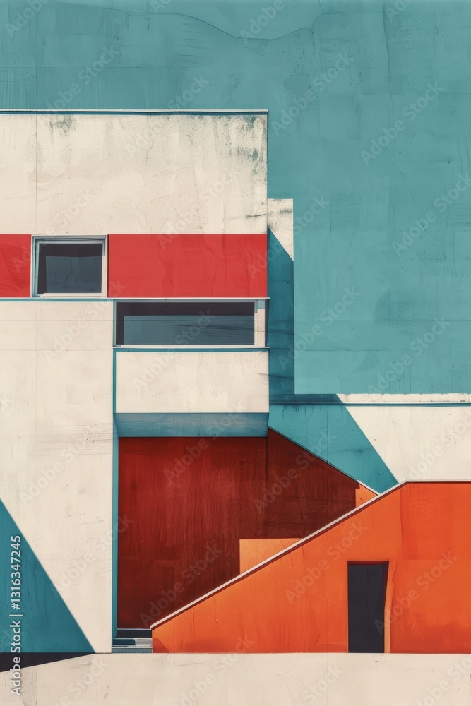 Aufkleber minimalist architecture poster with clean lines and simple shapes