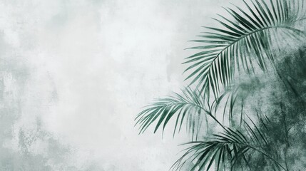 Minimalist Art Ink Palm Leaf Negative Space Use Text for Seminar Backdrop Wallpaper