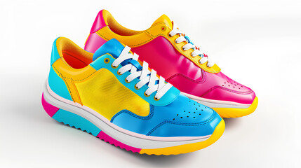 Colorful athletic sneakers with vibrant sports shoes with modern design
