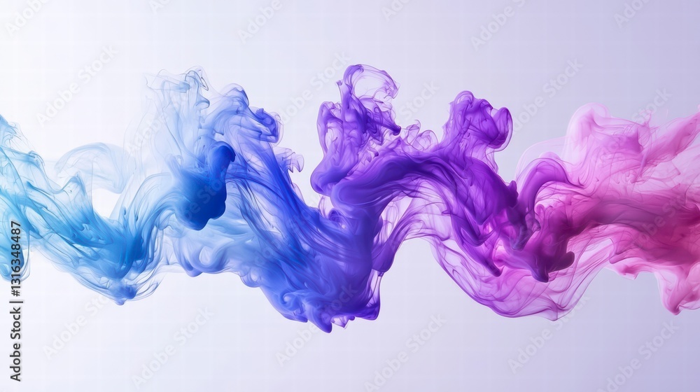 Poster colorful smoke swirls: abstract streams of vibrant colored smoke, flowing across a neutral backgroun