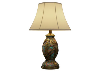 Isolated Art Nouveau Table Lamp with Floral Design