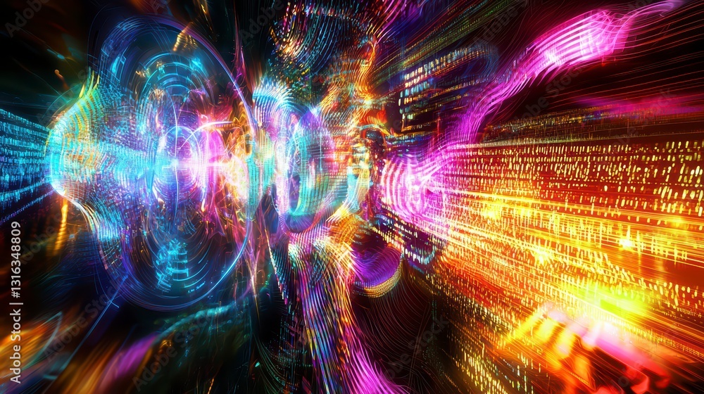 Aufkleber chromatic energy: a dynamic visualization of vibrant energy, featuring an explosion of colors and ab
