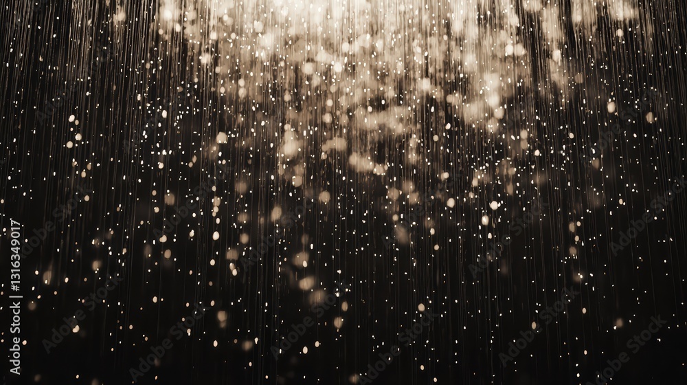 Aufkleber golden cascade: an abstract image features a cascade of shimmering gold particles against a dark bac