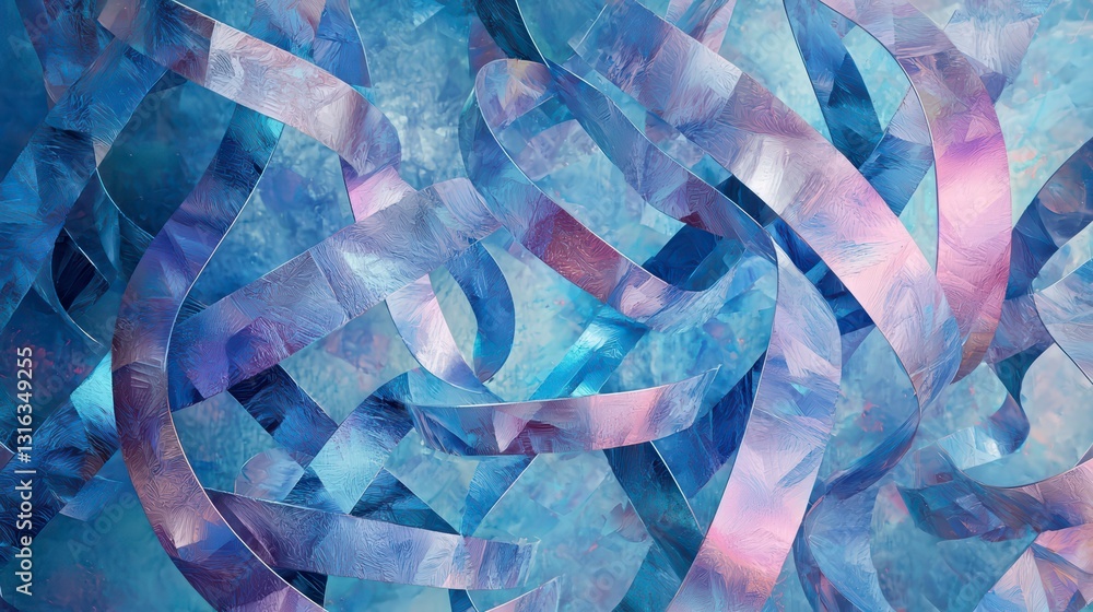 Aufkleber abstract blue and purple ribbons: a mesmerizing abstract image featuring intertwined blue and purple